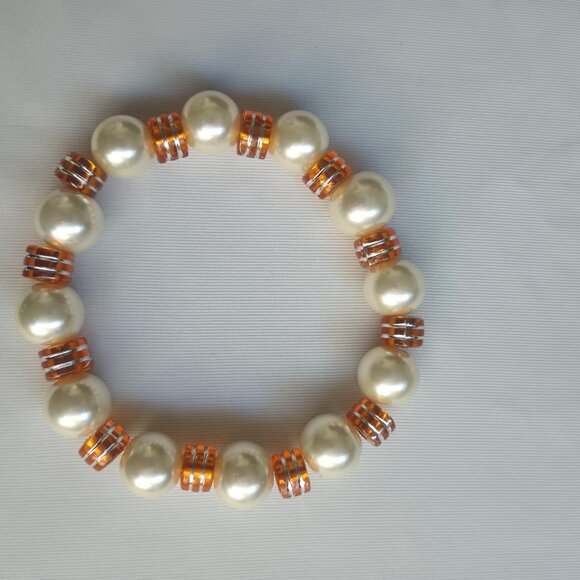 8" Chunky Bead Large Stretch Bracelet Fun Bright Colors Fits Plus Size Wrist - Picture 13 of 14